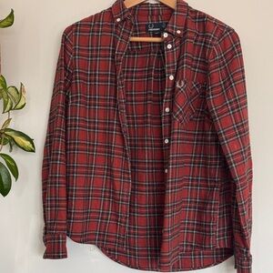 Fred Perry Red Plaid Button-Down Shirt